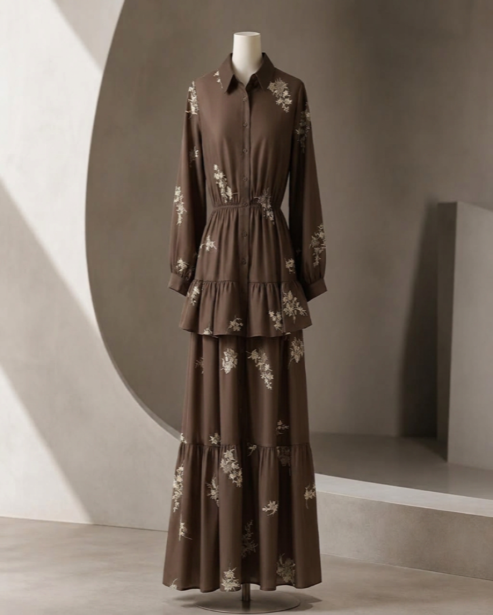 Brown Embellished Dress