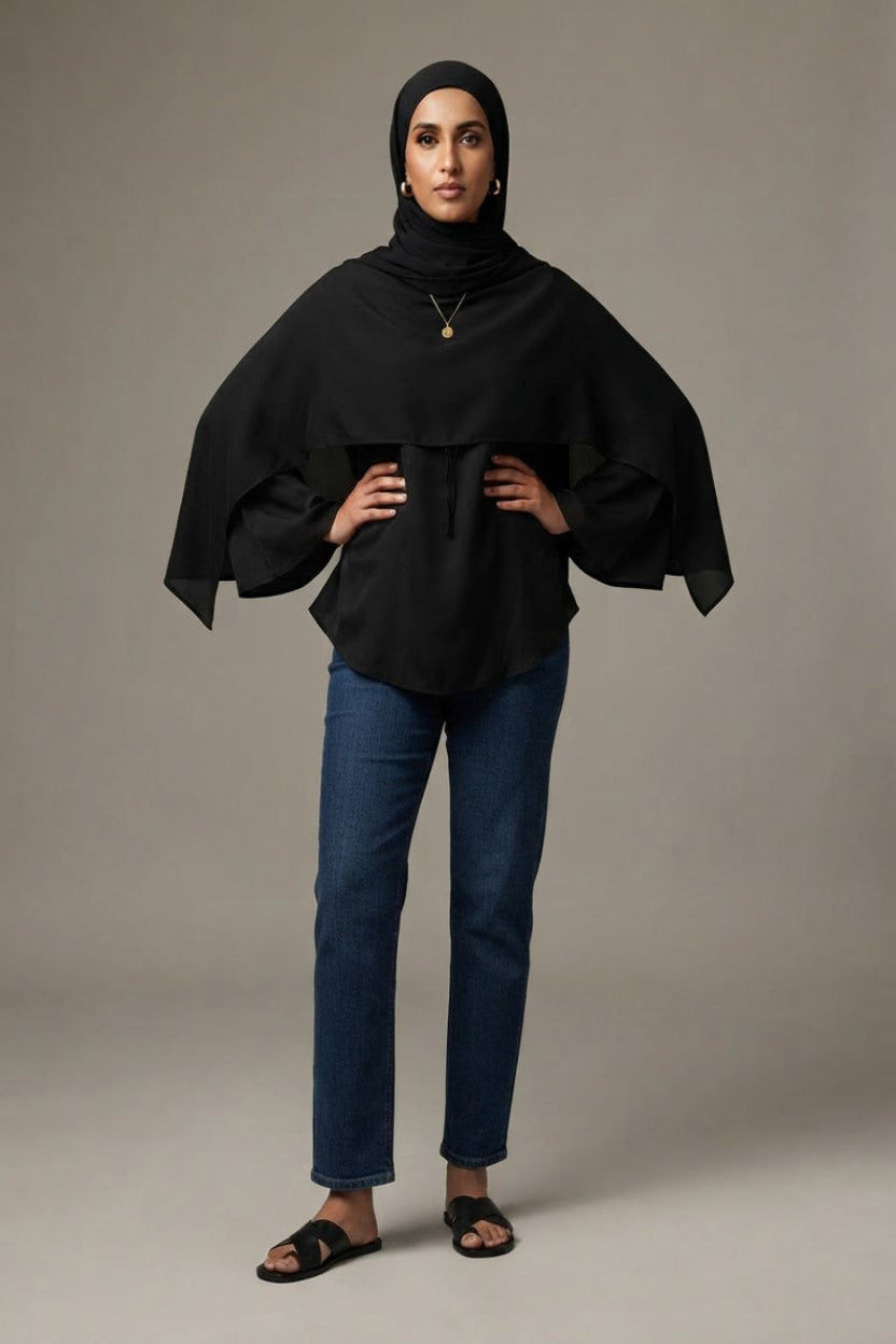 Black Scarf Detail Top