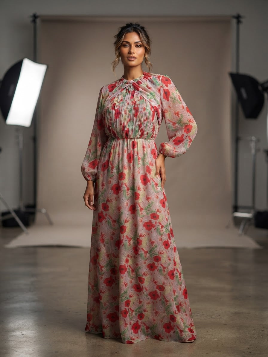 Flower Print Maxi Dress