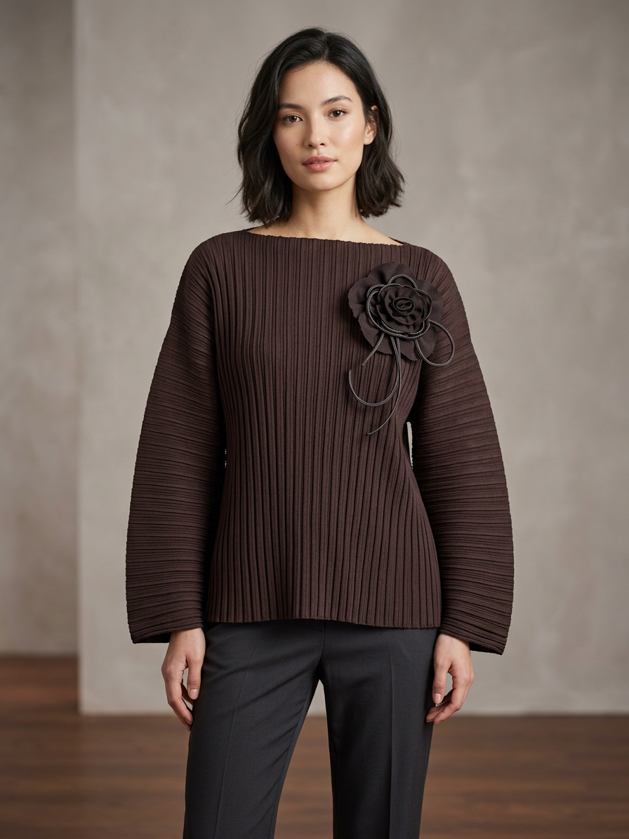 Brown Balloon Skirt and Top Set